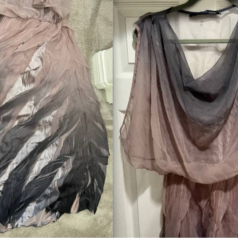 HOT Black by Komarov Sheer Chiffon Blouson Charmeuse Ombre Dress Gown $598+tax! - Picture 5 of 12